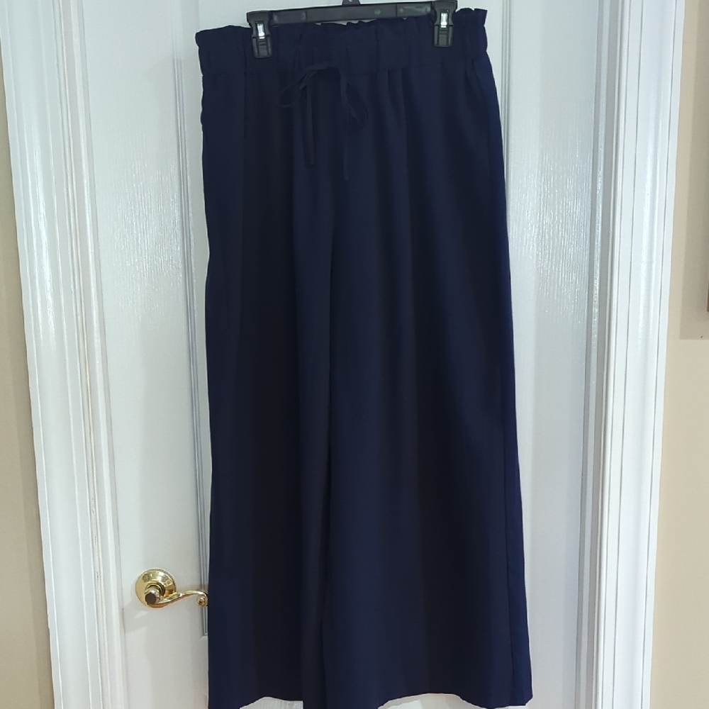 SHEIN Dark Navy Drawstring Wide-Leg Pants Sz 1x